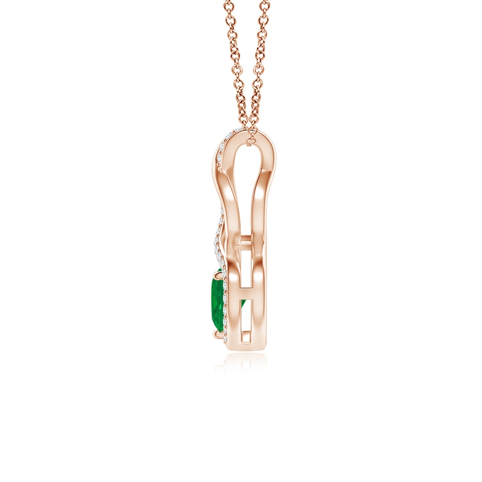 5mm AA Heart-Shaped Emerald Infinity Pendant with Diamond Accents in Rose Gold side 199