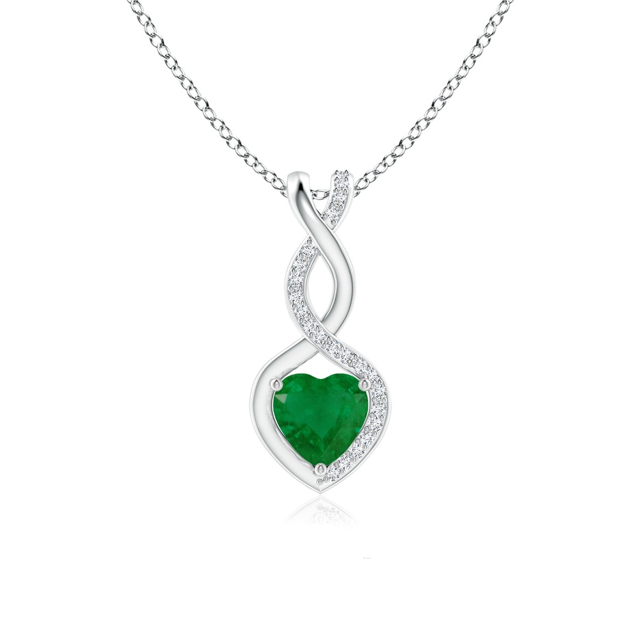 6mm A Heart-Shaped Emerald Infinity Pendant with Diamond Accents in P950 Platinum 
