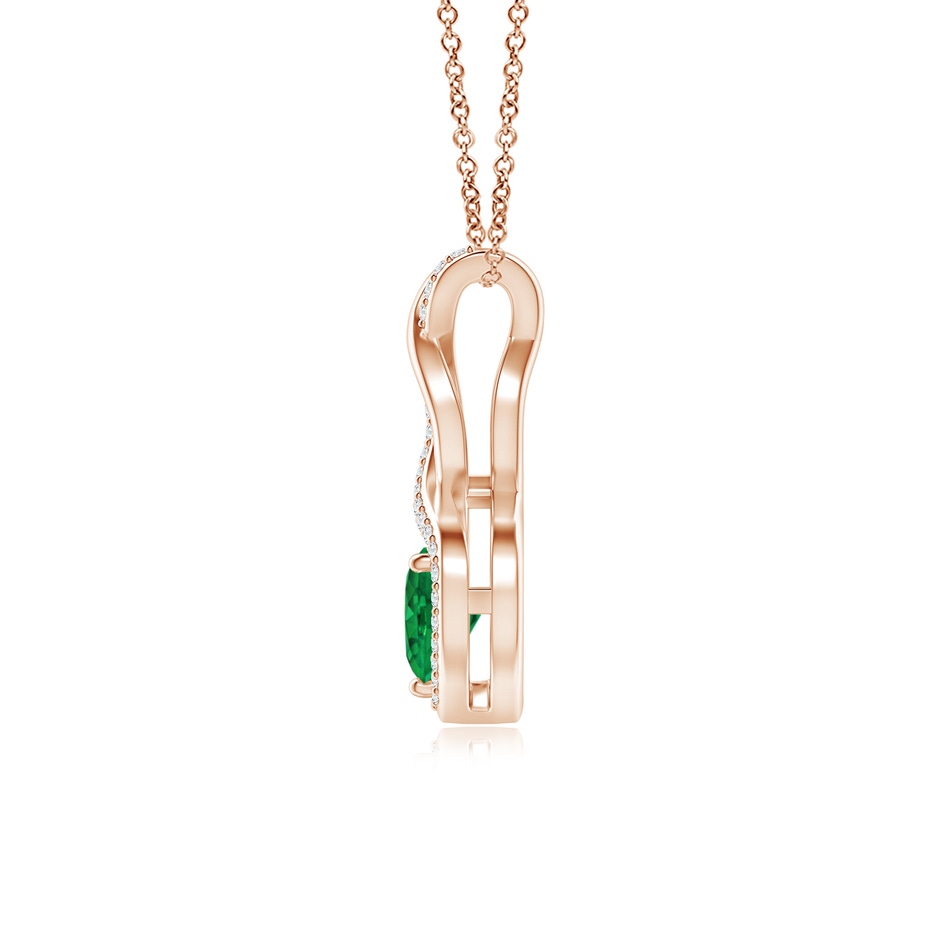 6mm AAA Heart-Shaped Emerald Infinity Pendant with Diamond Accents in Rose Gold side 199