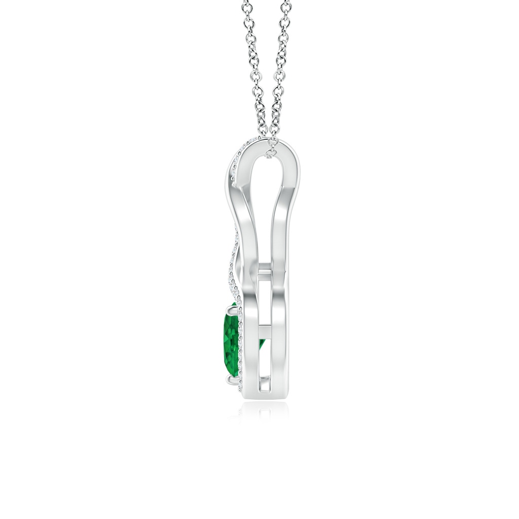 6mm AAA Heart-Shaped Emerald Infinity Pendant with Diamond Accents in White Gold - side 199