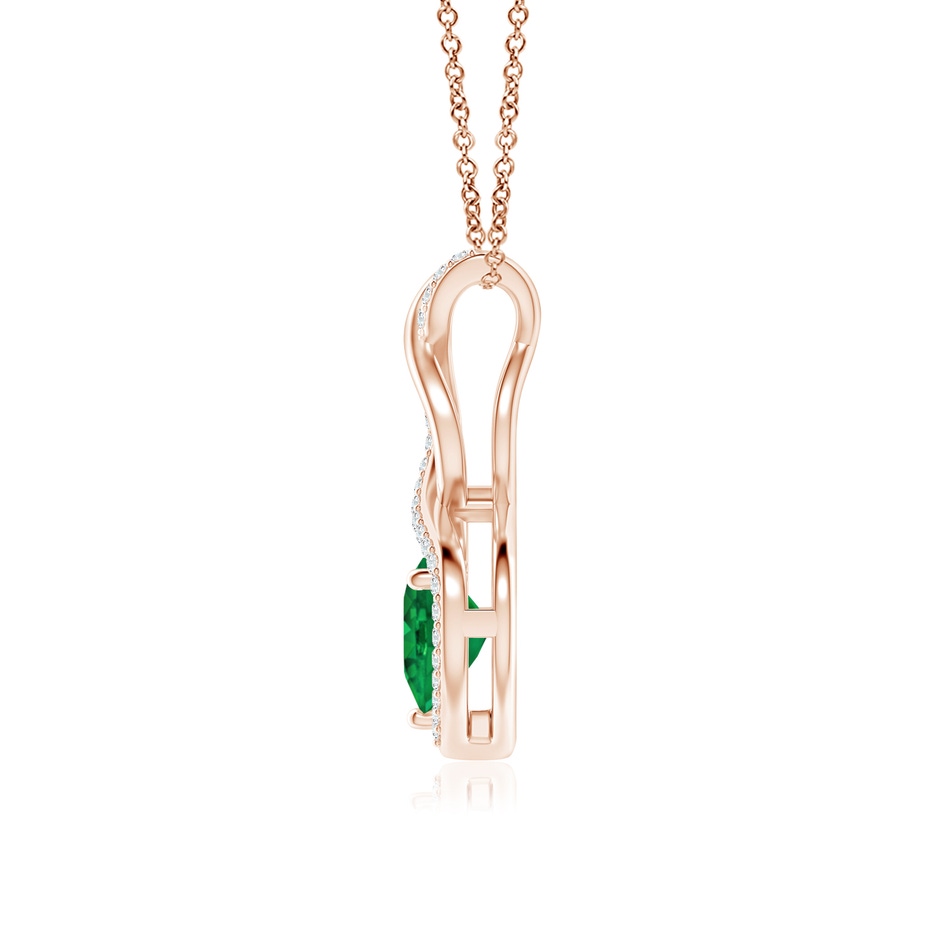 7mm AAA Heart-Shaped Emerald Infinity Pendant with Diamond Accents in 18K Rose Gold side 199