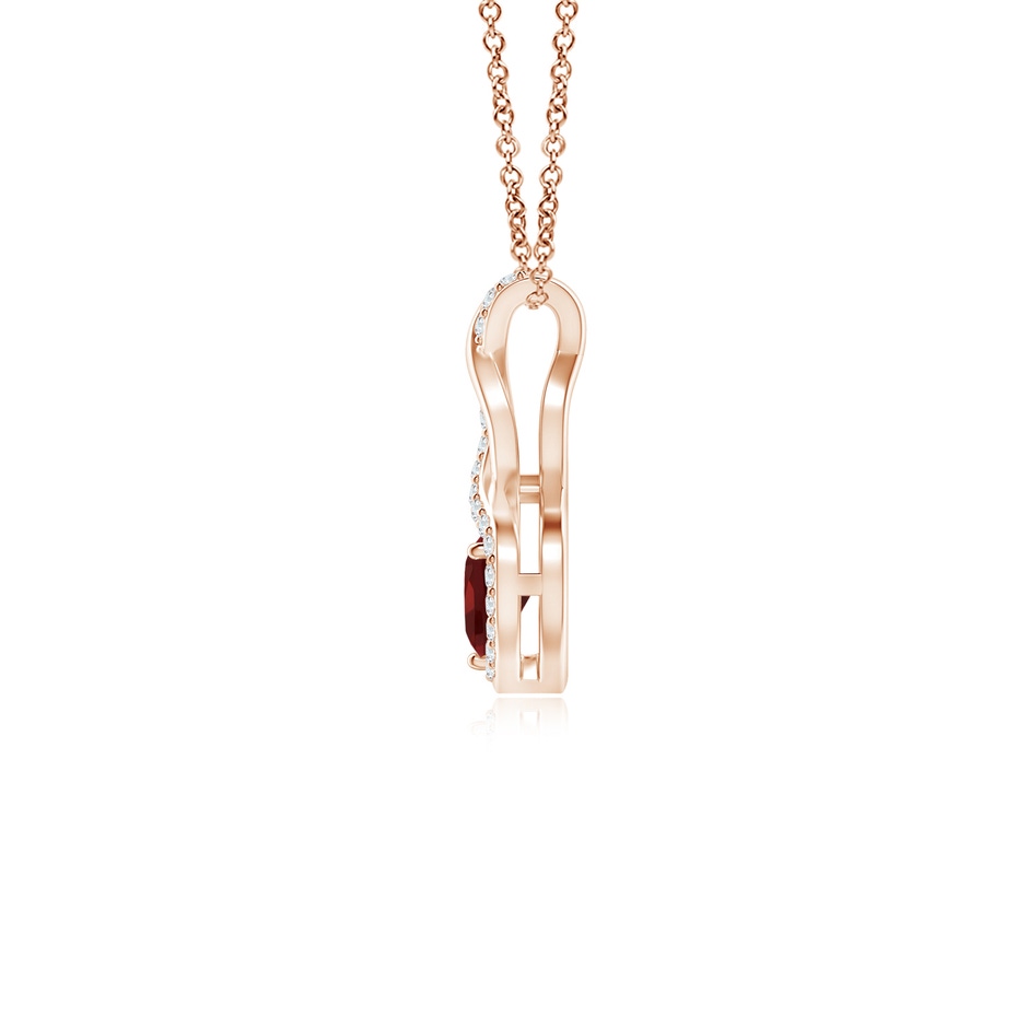 4mm AAA Heart-Shaped Garnet Infinity Pendant with Diamond Accents in Rose Gold side 199