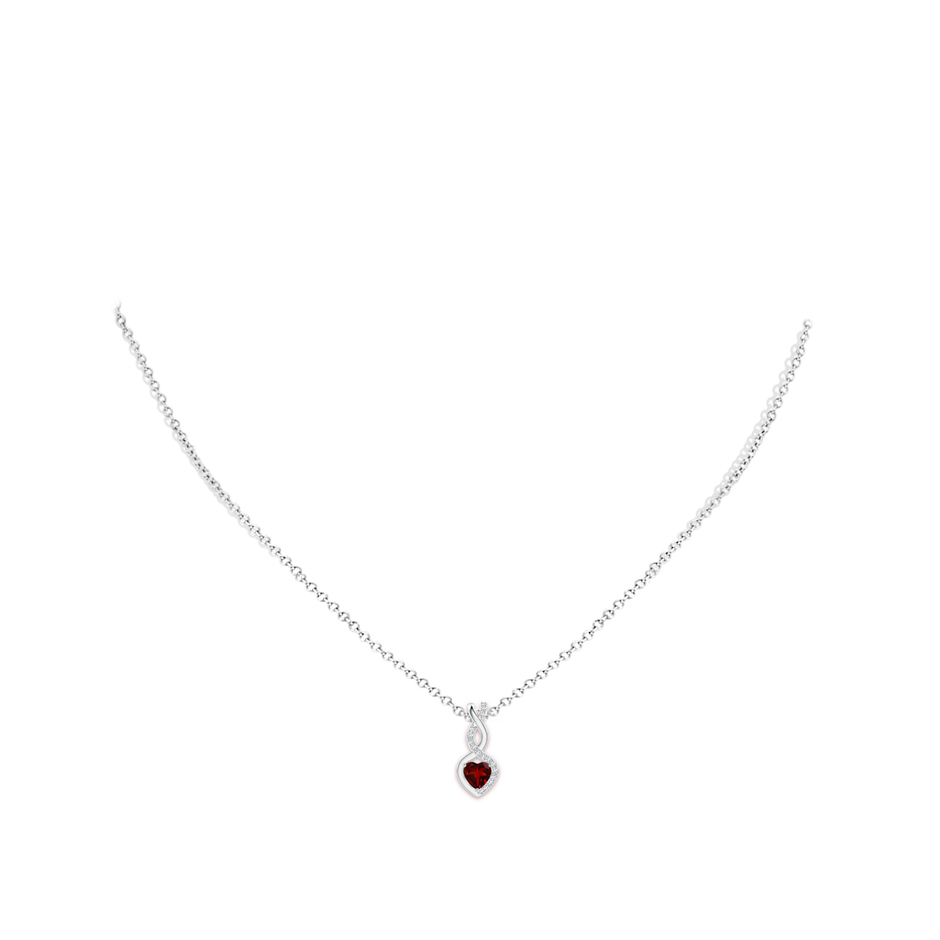 4mm AAAA Heart-Shaped Garnet Infinity Pendant with Diamond Accents in White Gold pen