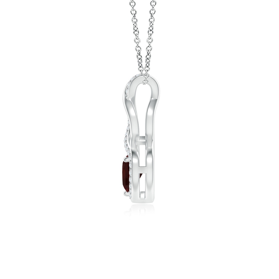 5mm A Heart-Shaped Garnet Infinity Pendant with Diamond Accents in S999 Silver side 199