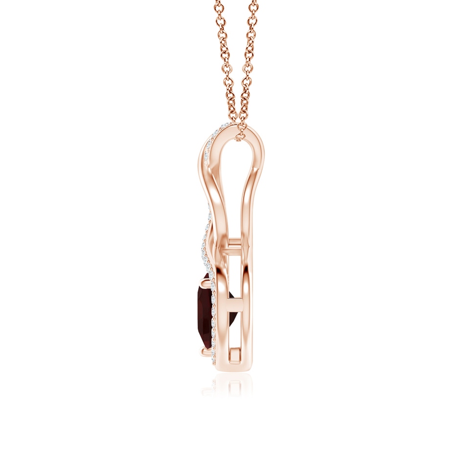 7mm A Heart-Shaped Garnet Infinity Pendant with Diamond Accents in Rose Gold side 199