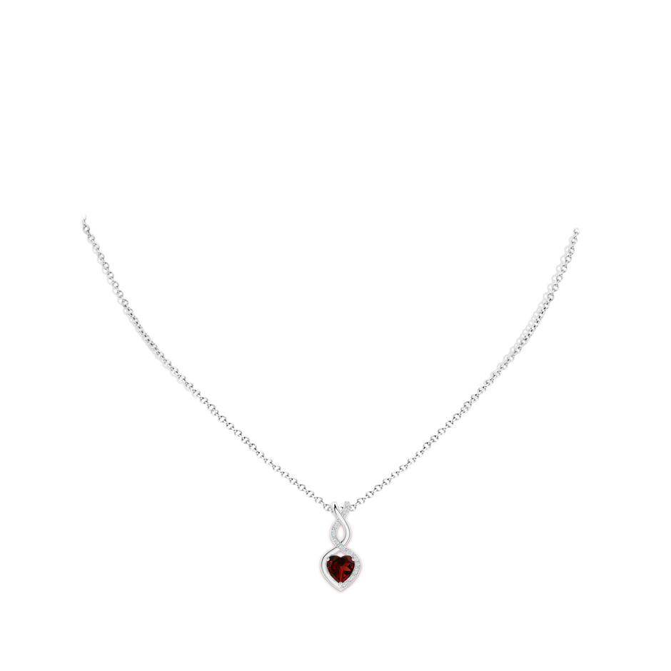 7mm AAA Heart-Shaped Garnet Infinity Pendant with Diamond Accents in White Gold pen