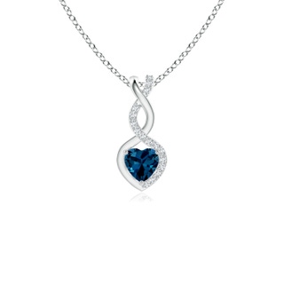 4mm AAAA London Blue Topaz Infinity Heart Pendant with Diamonds in P950 Platinum