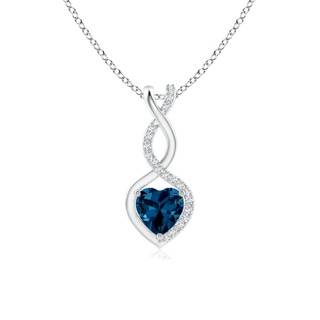 5mm AAAA London Blue Topaz Infinity Heart Pendant with Diamonds in P950 Platinum