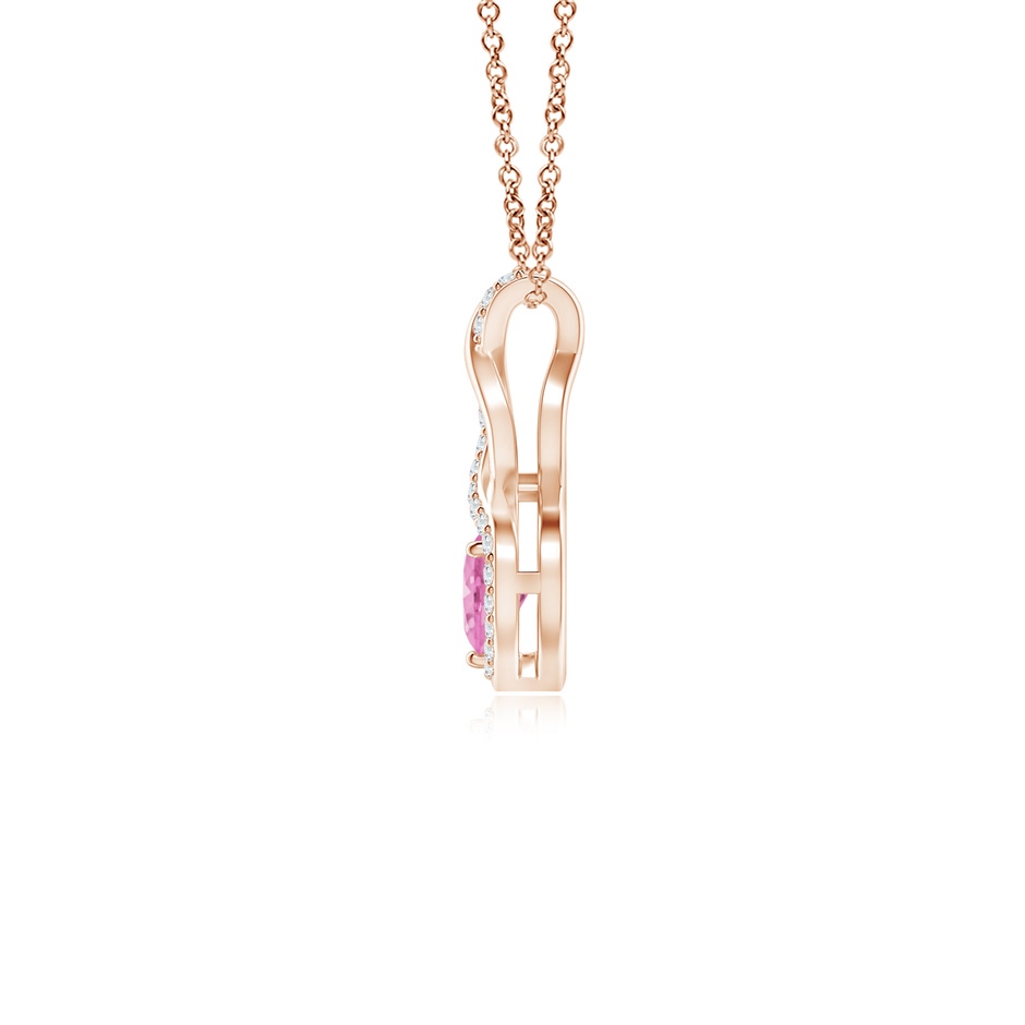 4mm A Heart-Shaped Pink Sapphire Infinity Pendant with Diamond Accents in Rose Gold side 199