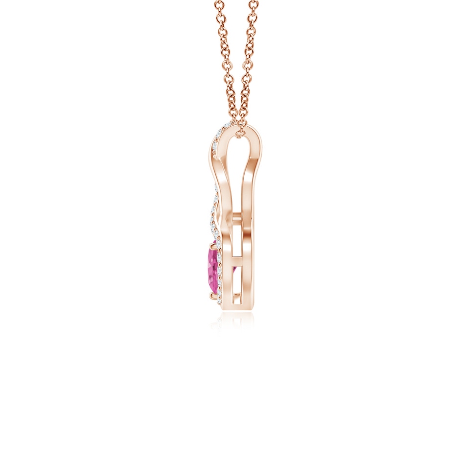 4mm AAA Heart-Shaped Pink Sapphire Infinity Pendant with Diamond Accents in Rose Gold side 199
