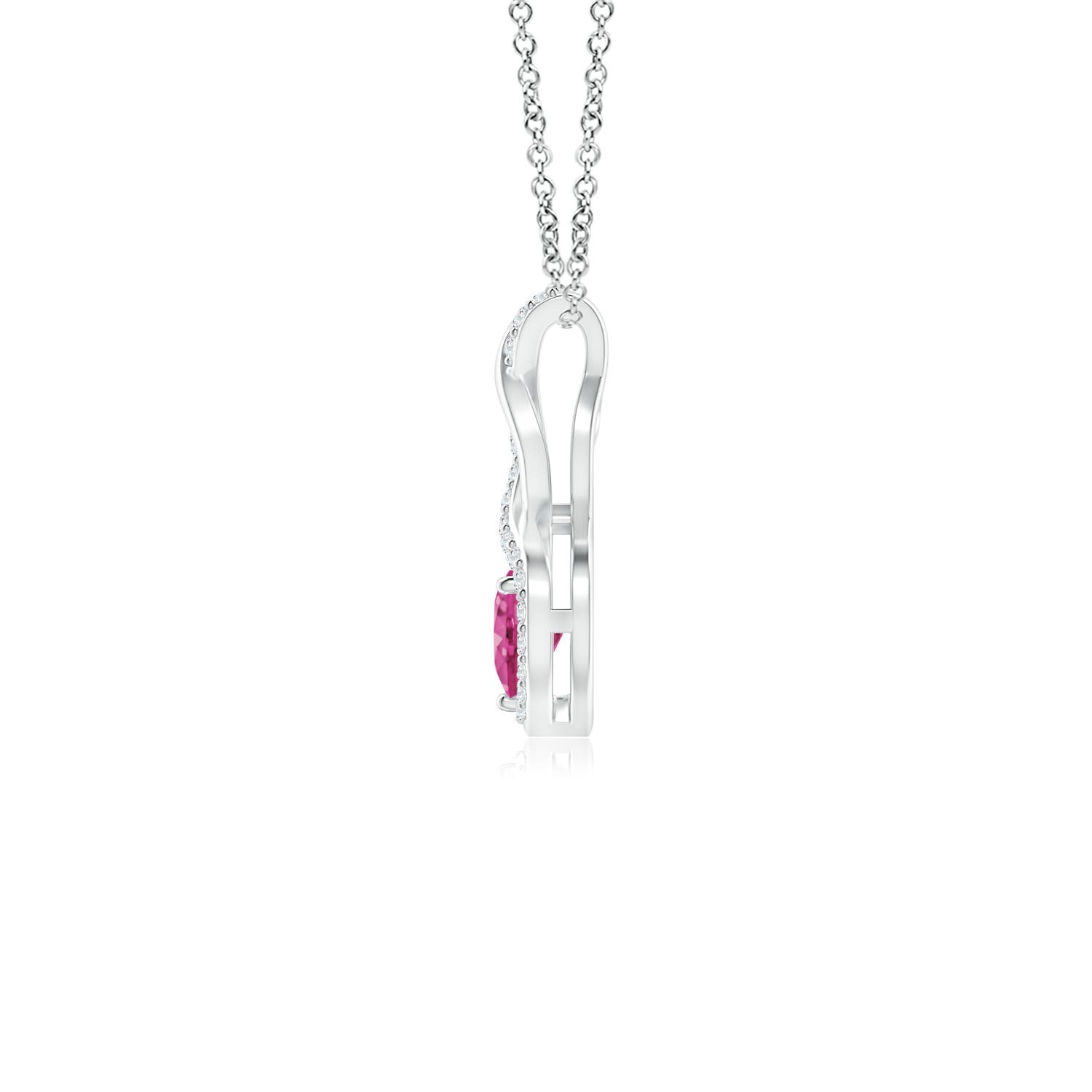 AAAA - Pink Sapphire / 0.3 CT / 14 KT White Gold