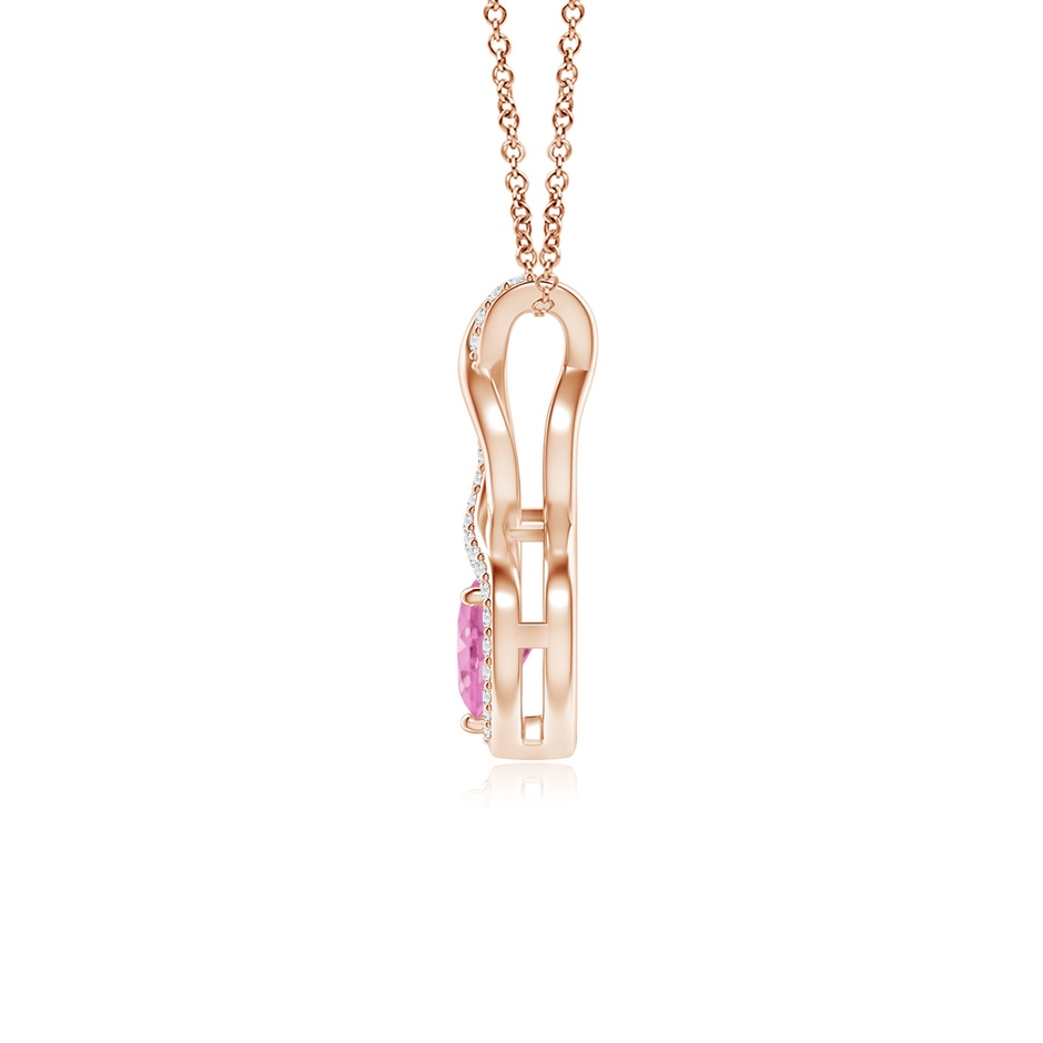 5mm A Heart-Shaped Pink Sapphire Infinity Pendant with Diamond Accents in Rose Gold side 199