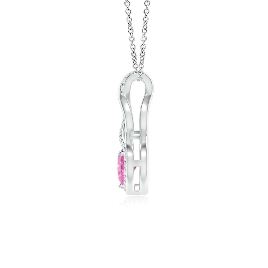 5mm A Heart-Shaped Pink Sapphire Infinity Pendant with Diamond Accents in S999 Silver side 199