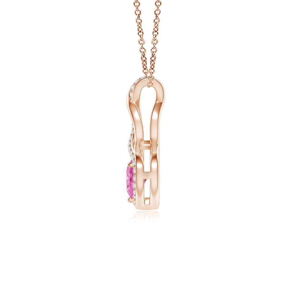 5mm AA Heart-Shaped Pink Sapphire Infinity Pendant with Diamond Accents in Rose Gold side 199