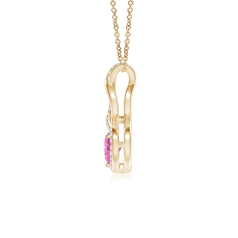 5mm AA Heart-Shaped Pink Sapphire Infinity Pendant with Diamond Accents in Yellow Gold side 199