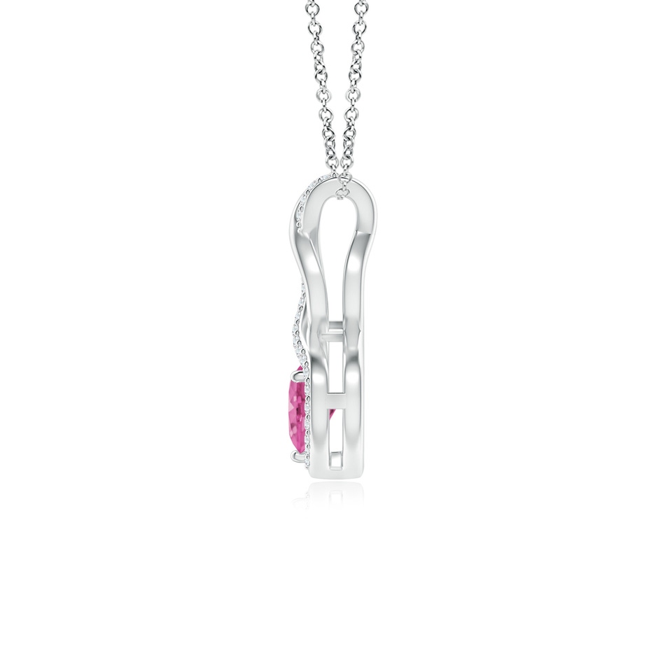 5mm AAA Heart-Shaped Pink Sapphire Infinity Pendant with Diamond Accents in 18K White Gold side 199