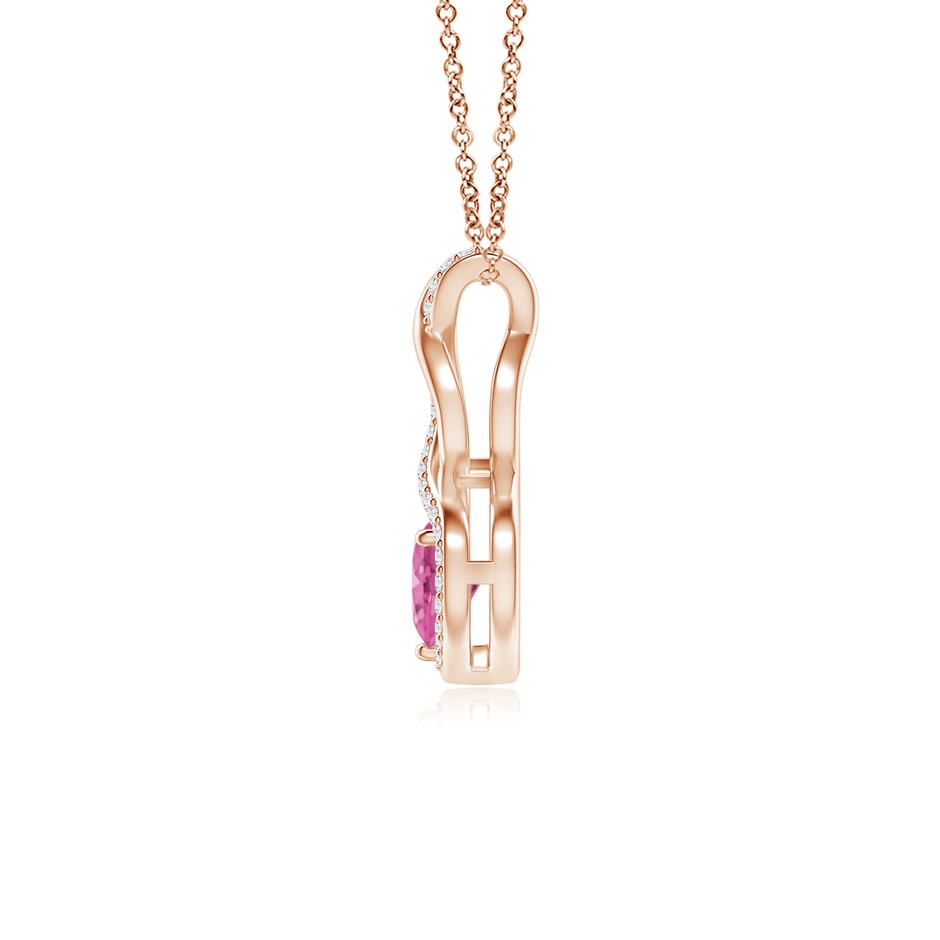 5mm AAA Heart-Shaped Pink Sapphire Infinity Pendant with Diamond Accents in Rose Gold side 199
