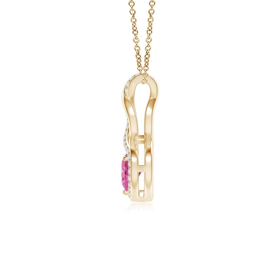 5mm AAA Heart-Shaped Pink Sapphire Infinity Pendant with Diamond Accents in Yellow Gold side 199