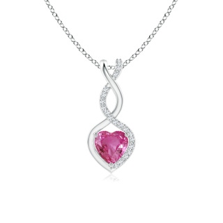 5mm AAAA Pink Sapphire Infinity Heart Pendant with Diamonds in P950 Platinum
