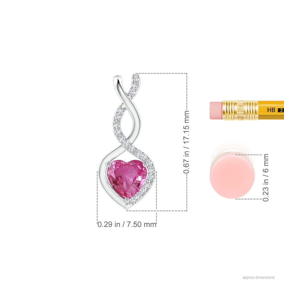 5mm AAAA Heart-Shaped Pink Sapphire Infinity Pendant with Diamond Accents in P950 Platinum ruler