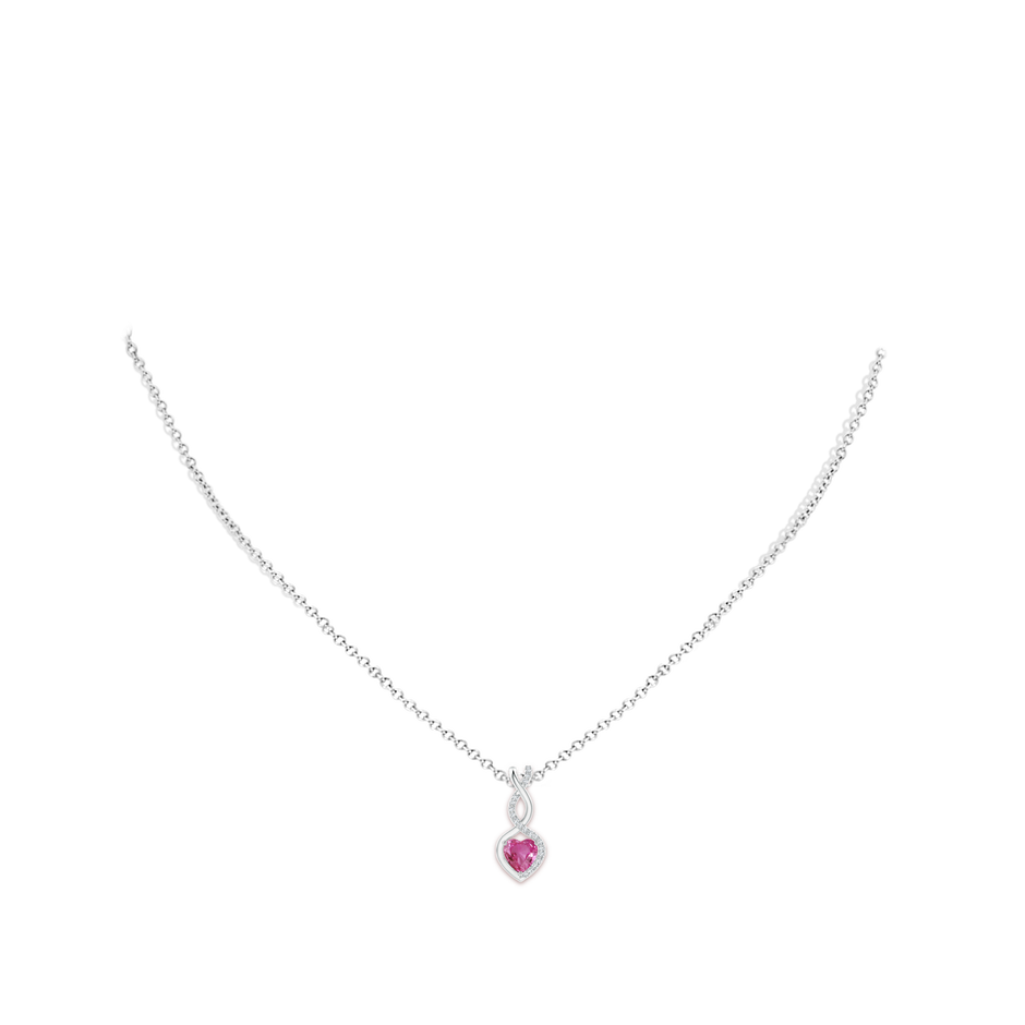 5mm AAAA Heart-Shaped Pink Sapphire Infinity Pendant with Diamond Accents in P950 Platinum pen