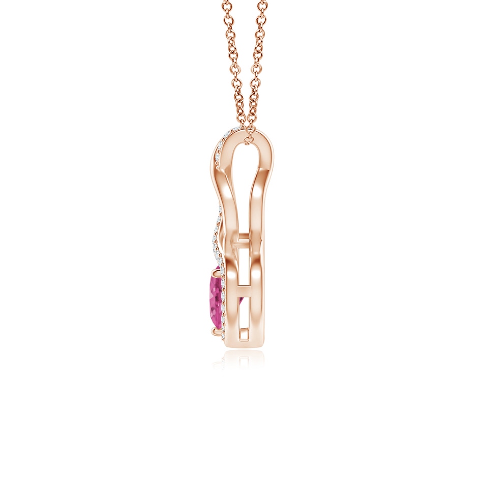 5mm AAAA Heart-Shaped Pink Sapphire Infinity Pendant with Diamond Accents in Rose Gold side 199