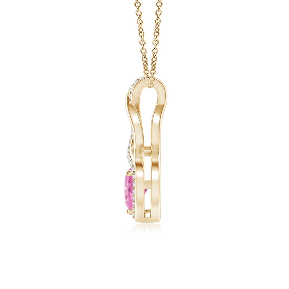 6mm A Heart-Shaped Pink Sapphire Infinity Pendant with Diamond Accents in Yellow Gold side 199