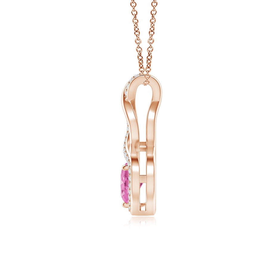 6mm AA Heart-Shaped Pink Sapphire Infinity Pendant with Diamond Accents in Rose Gold side 199
