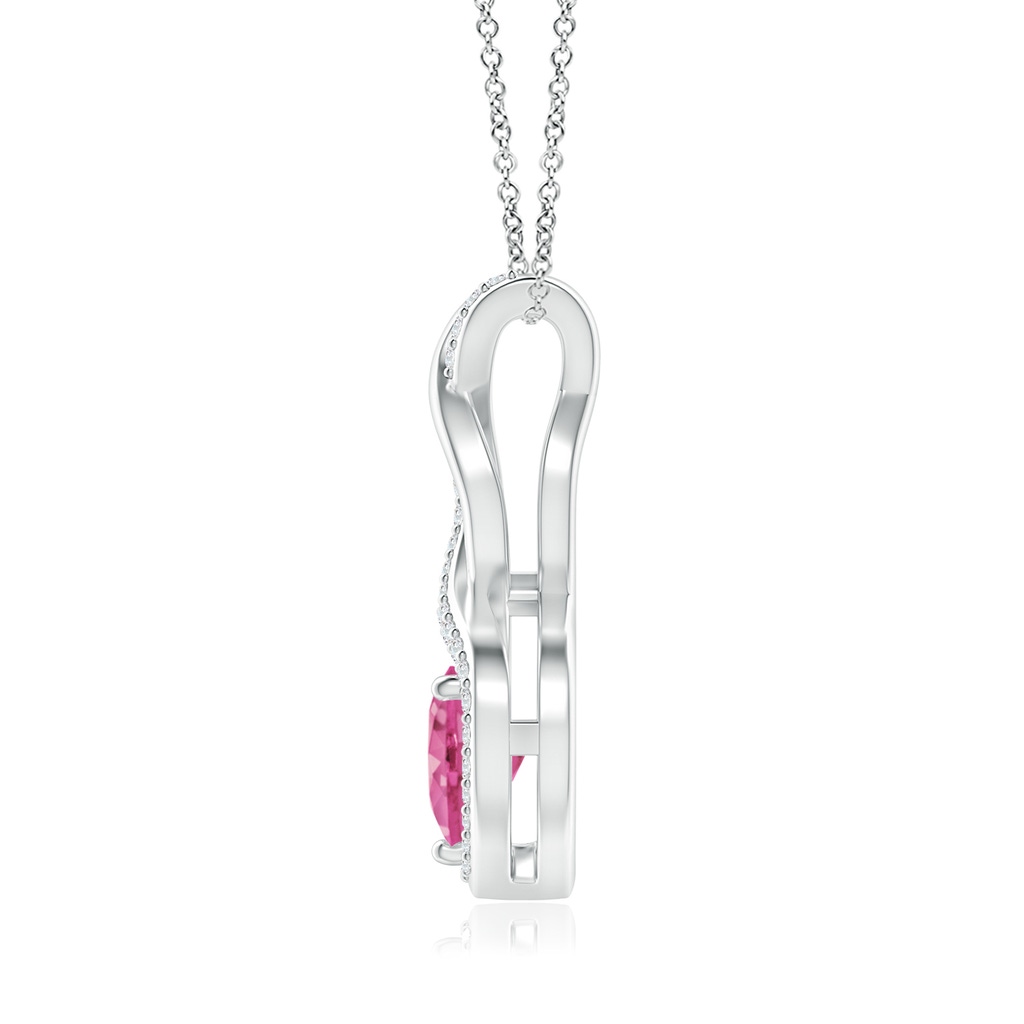 6mm AAA Pink Sapphire Infinity Heart Pendant with Diamonds in P950 Platinum Side 1