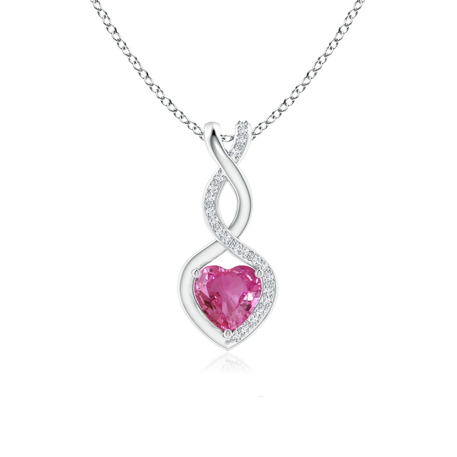 6mm AAAA Heart-Shaped Pink Sapphire Infinity Pendant with Diamond Accents in P950 Platinum 