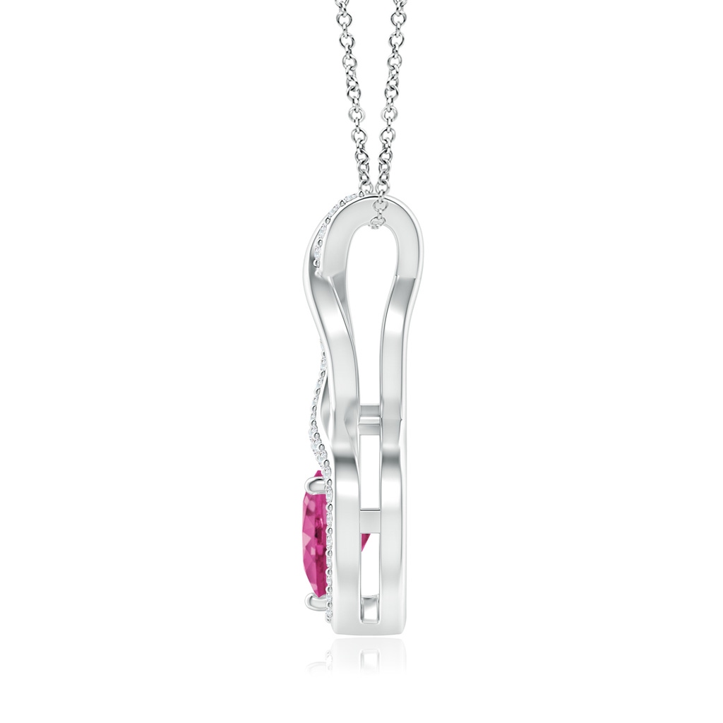 6mm AAAA Pink Sapphire Infinity Heart Pendant with Diamonds in P950 Platinum Side 1