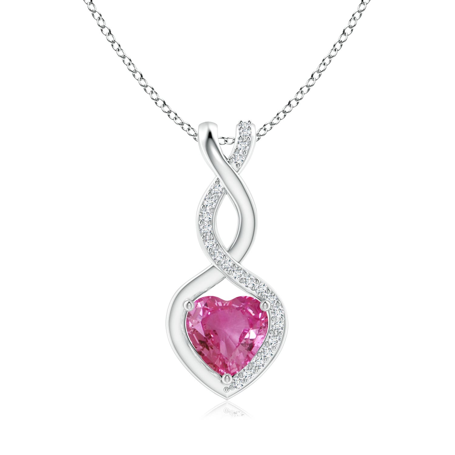 9ct Yellow Gold Diamond & Pink Sapphire Heart Pendant | My Jewellery Shop
