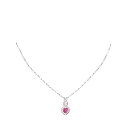 Genuine Lab Grown Pink Sapphire Royal Halo Necklace 3 Carats 