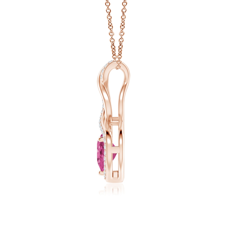 7mm AAAA Heart-Shaped Pink Sapphire Infinity Pendant with Diamond Accents in Rose Gold side 199