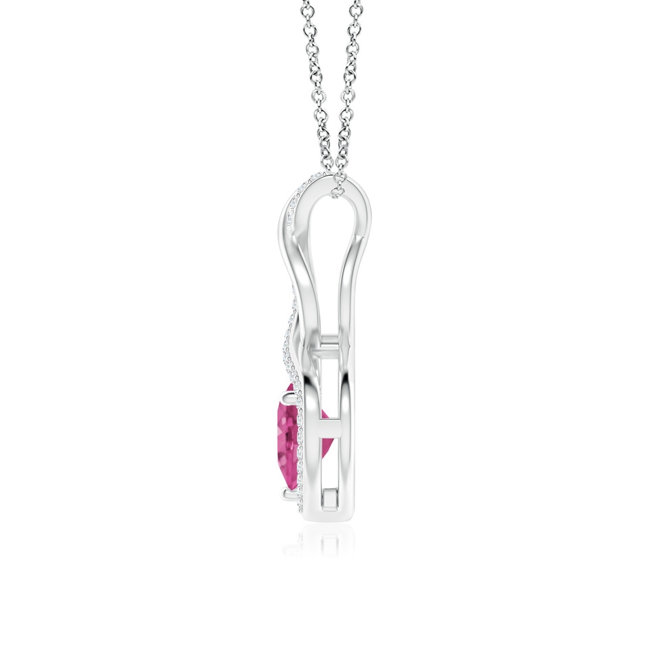 7mm AAAA Heart-Shaped Pink Sapphire Infinity Pendant with Diamond Accents in S999 Silver side 199