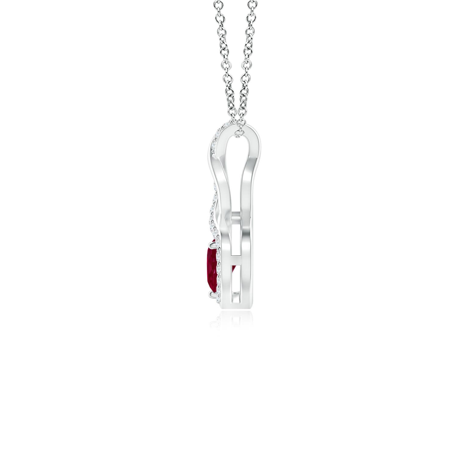 4mm A Heart-Shaped Ruby Infinity Pendant with Diamond Accents in P950 Platinum - side 3
