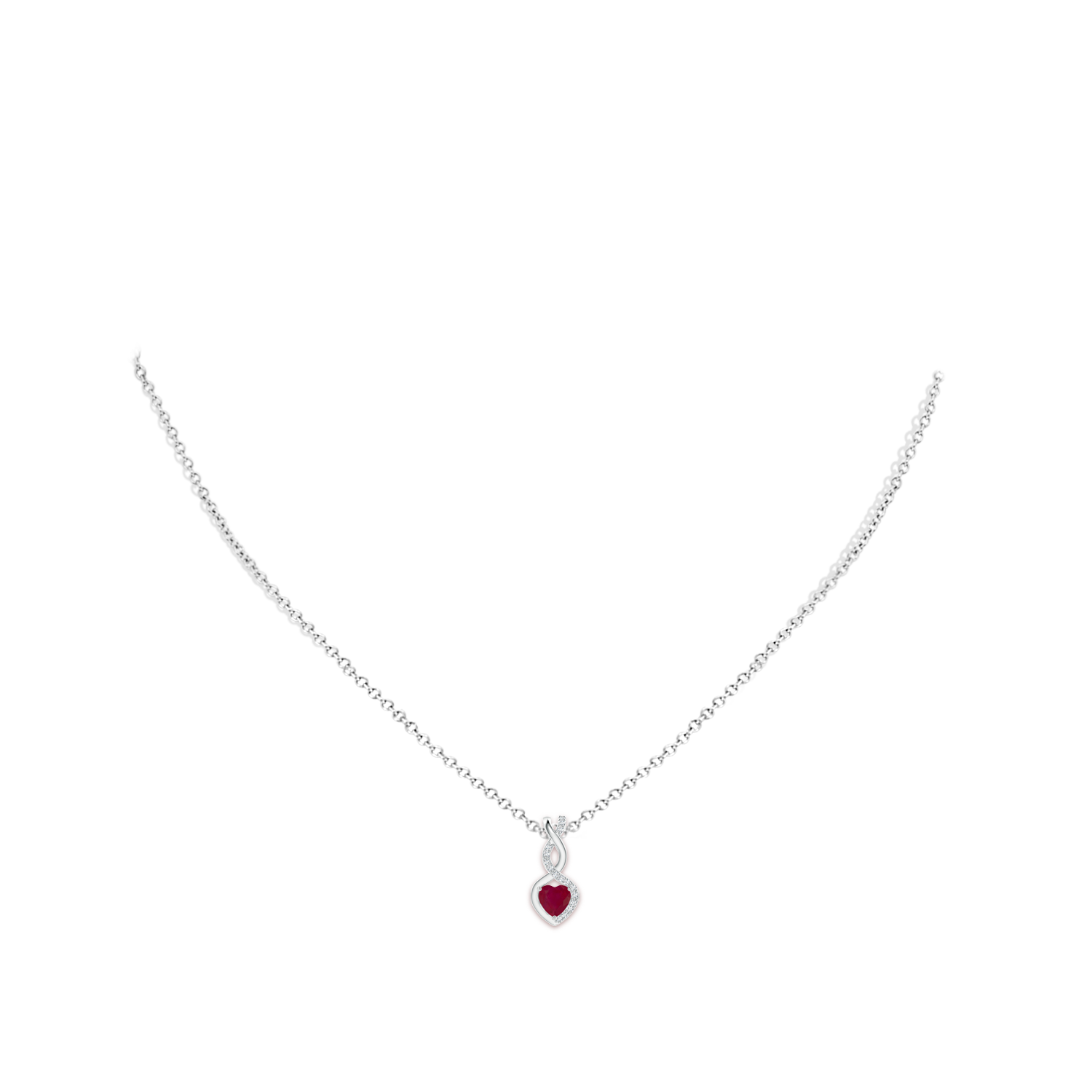 4mm A Heart-Shaped Ruby Infinity Pendant with Diamond Accents in P950 Platinum - body_neck