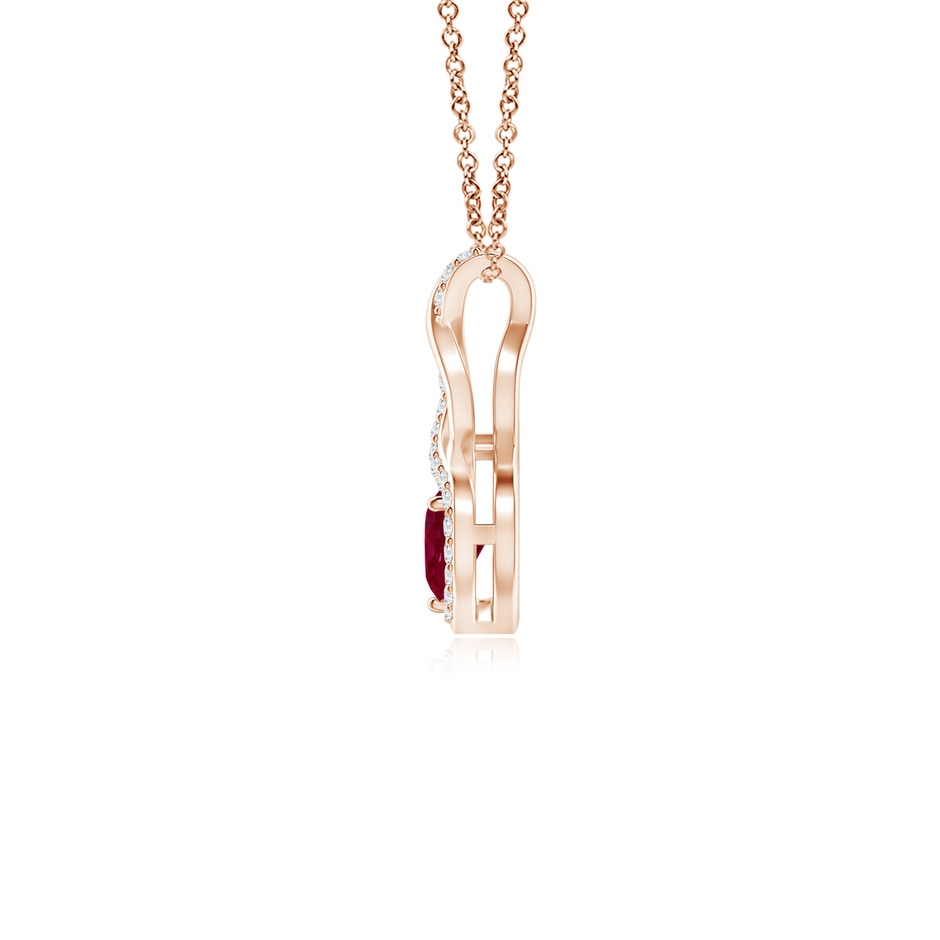4mm A Heart-Shaped Ruby Infinity Pendant with Diamond Accents in Rose Gold side 199