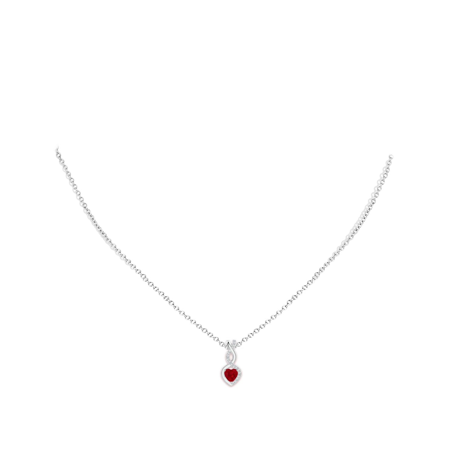 4mm AAA Heart-Shaped Ruby Infinity Pendant with Diamond Accents in P950 Platinum - body_neck