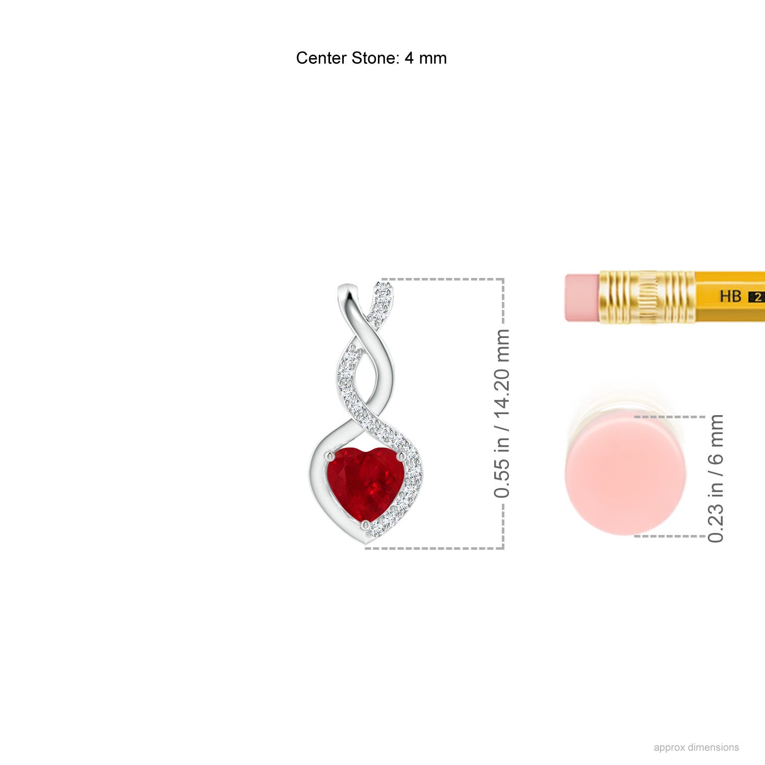 AAA - Ruby / 0.35 CT / 14 KT White Gold