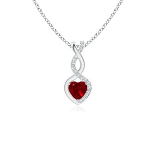 4mm AAAA Ruby Infinity Heart Pendant with Diamonds in P950 Platinum