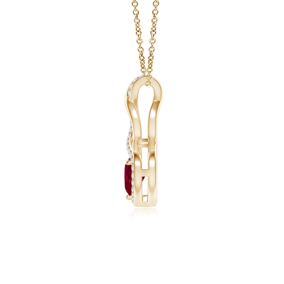 5mm A Heart-Shaped Ruby Infinity Pendant with Diamond Accents in Yellow Gold side 199