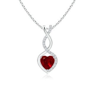5mm AAAA Ruby Infinity Heart Pendant with Diamonds in P950 Platinum