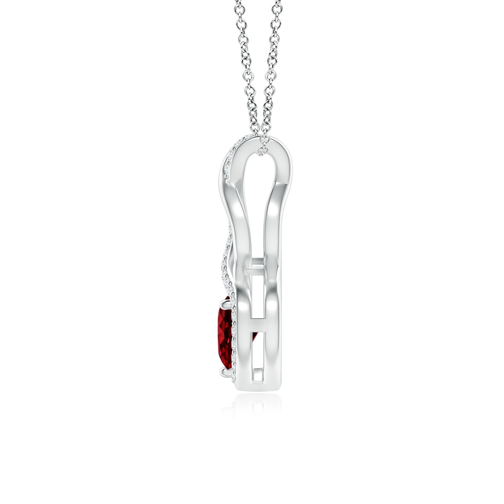 5mm AAAA Ruby Infinity Heart Pendant with Diamonds in P950 Platinum Side-1