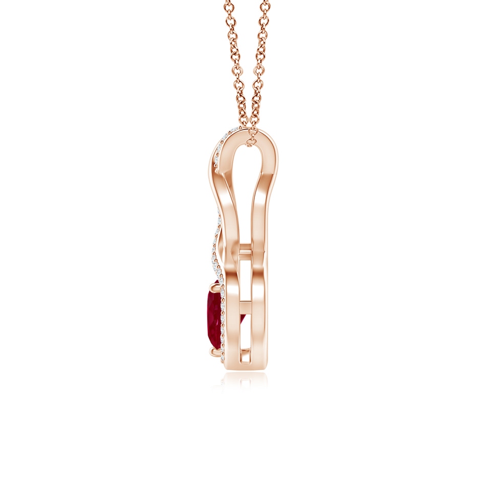 6mm AA Heart-Shaped Ruby Infinity Pendant with Diamond Accents in Rose Gold side 199