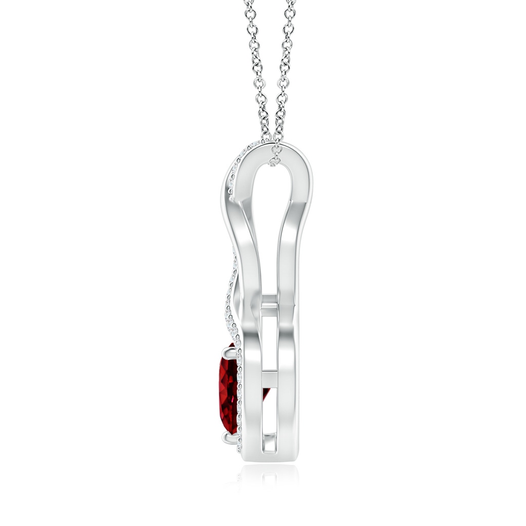 6mm AAAA Ruby Infinity Heart Pendant with Diamonds in P950 Platinum Side-1