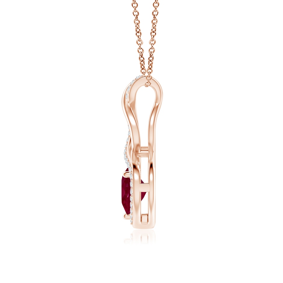 7mm A Heart-Shaped Ruby Infinity Pendant with Diamond Accents in Rose Gold side 199