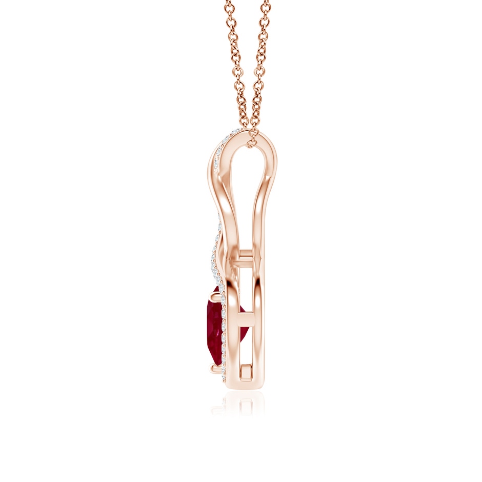 7mm AA Heart-Shaped Ruby Infinity Pendant with Diamond Accents in Rose Gold side 199