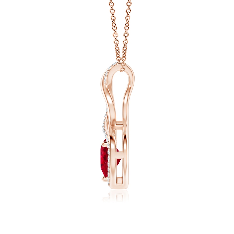 7mm AAA Heart-Shaped Ruby Infinity Pendant with Diamond Accents in Rose Gold side 199