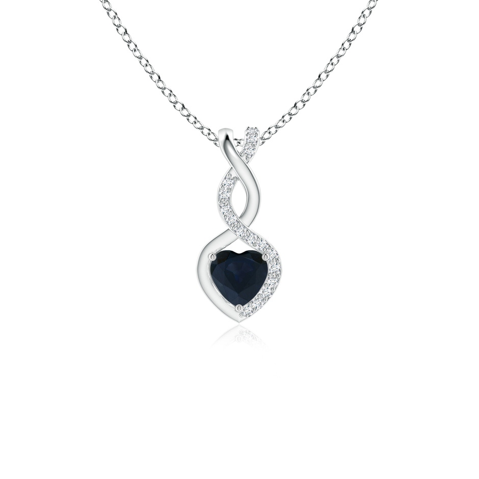 4mm A Heart-Shaped Blue Sapphire Infinity Pendant with Diamond Accents in P950 Platinum 